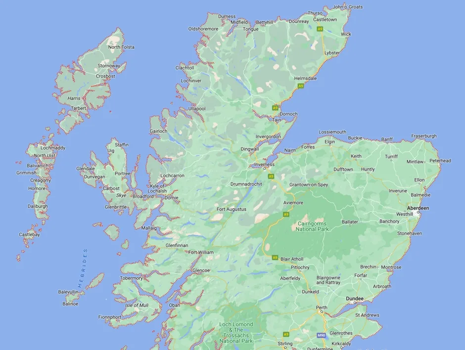 Map of Scotland North Coast route