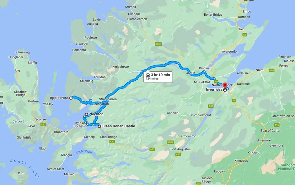 Scottish map of road trip route