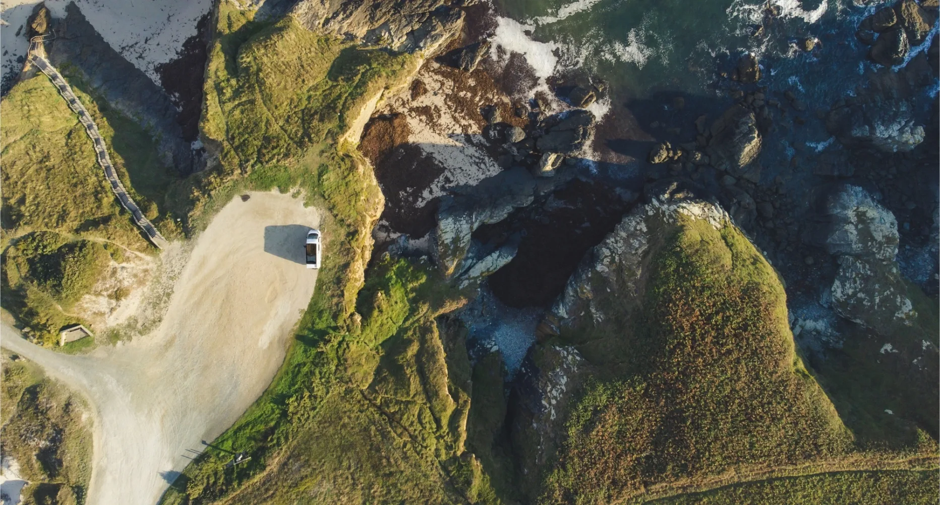 A van on a clifftop