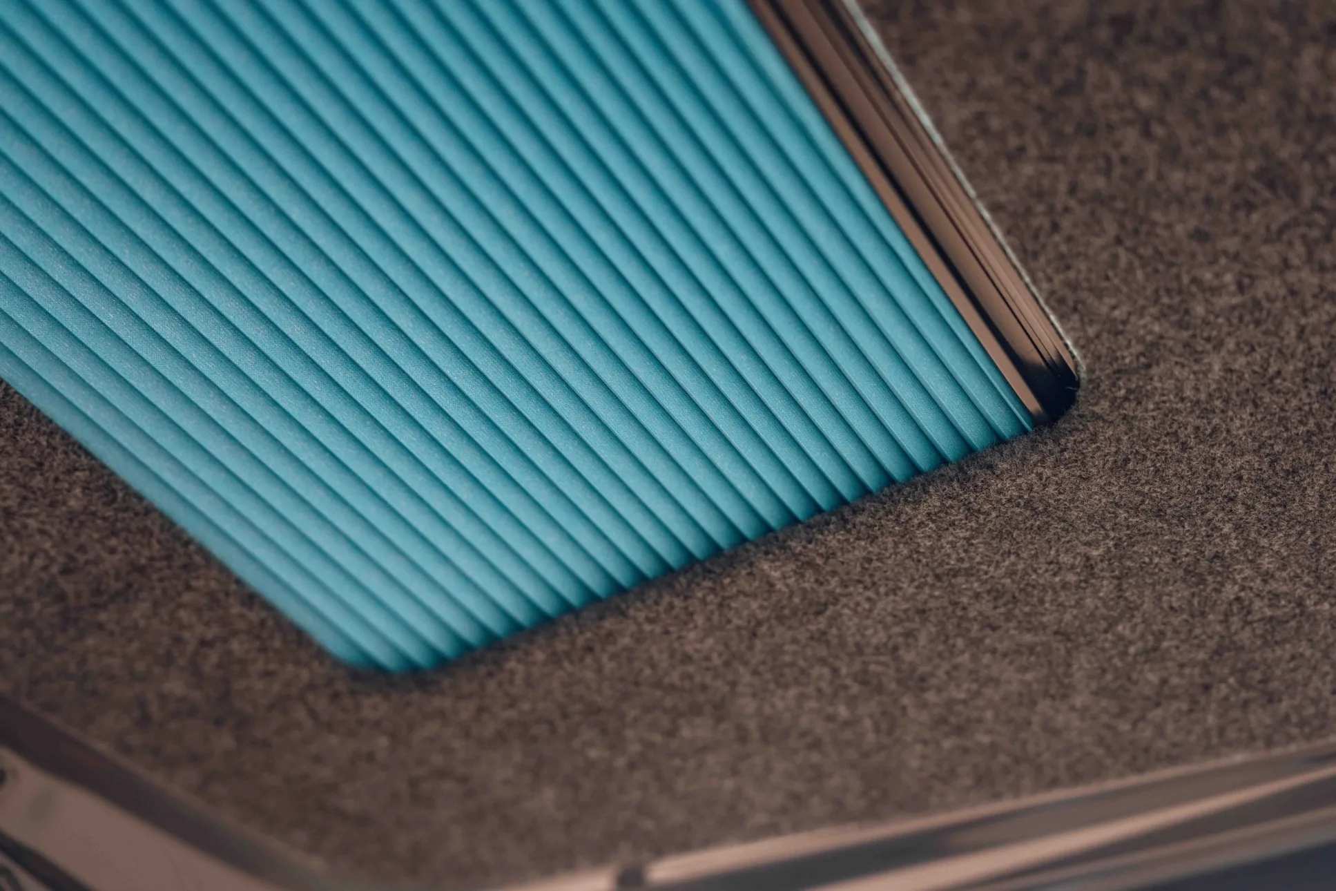 campervan teal blinds
