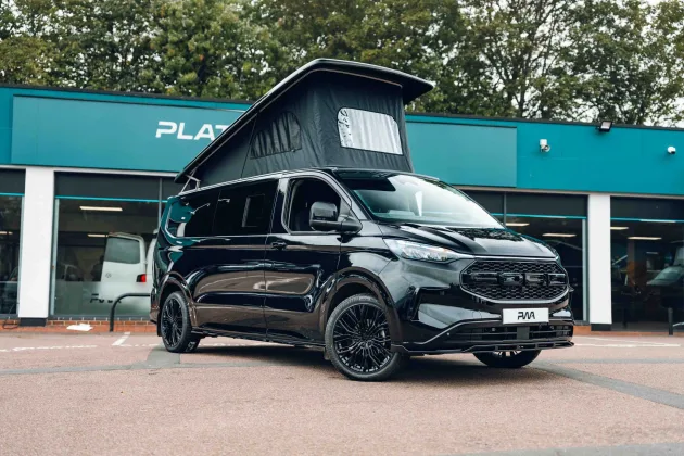 Ford campervan outside Platinum Wave Automotive