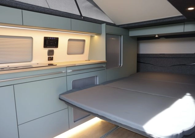 Interior of a custom build campervan