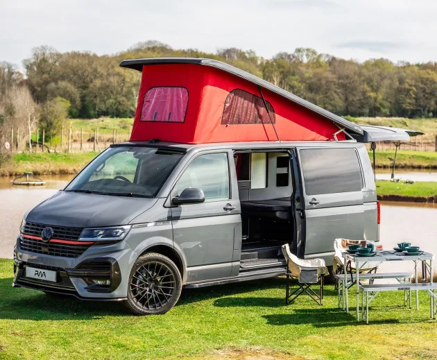 A van with a pop up roof